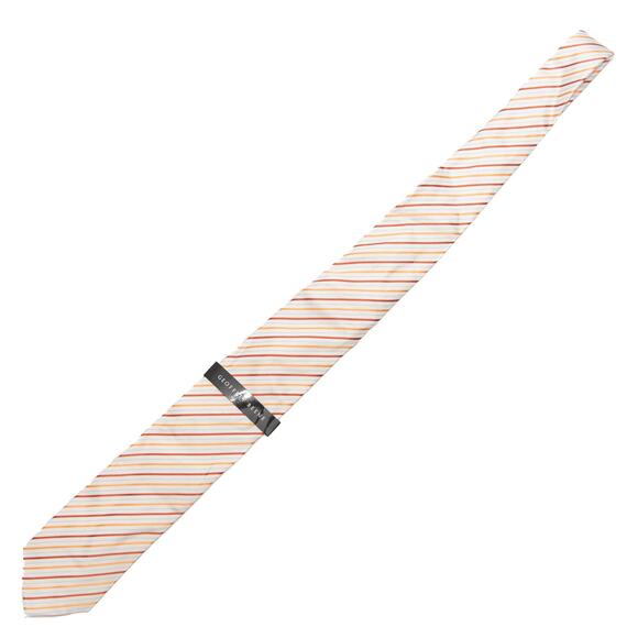Geoffrey Beene Easter 100% Silk White Striped Neck Tie Necktie - Picture 2 of 7